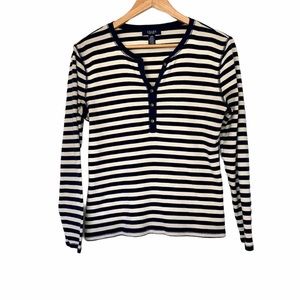 Chaps Black and White Striped Blouse